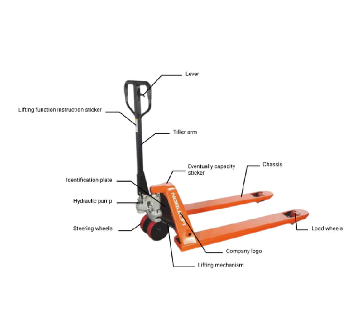 NobleLift Standard Duty Pallet Jack – 5500 lbs Capacity, 27”x48” Forks