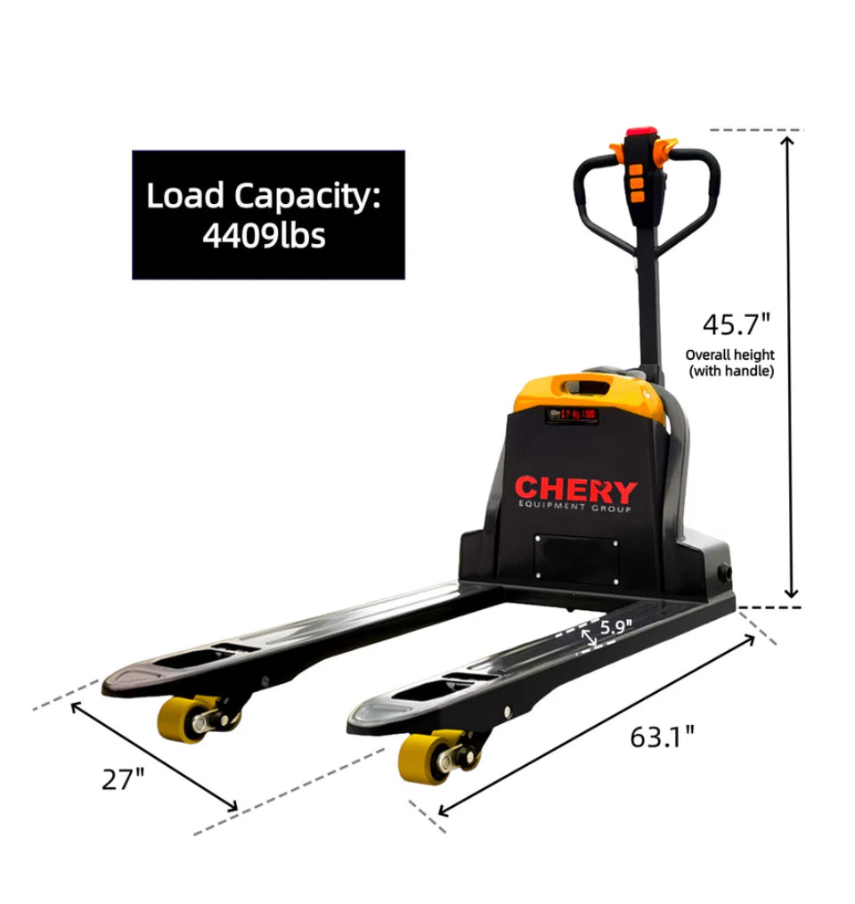 4400 lbs Electric Pallet Jack – 45”x27” Fork, 48V 20Ah Removable Battery