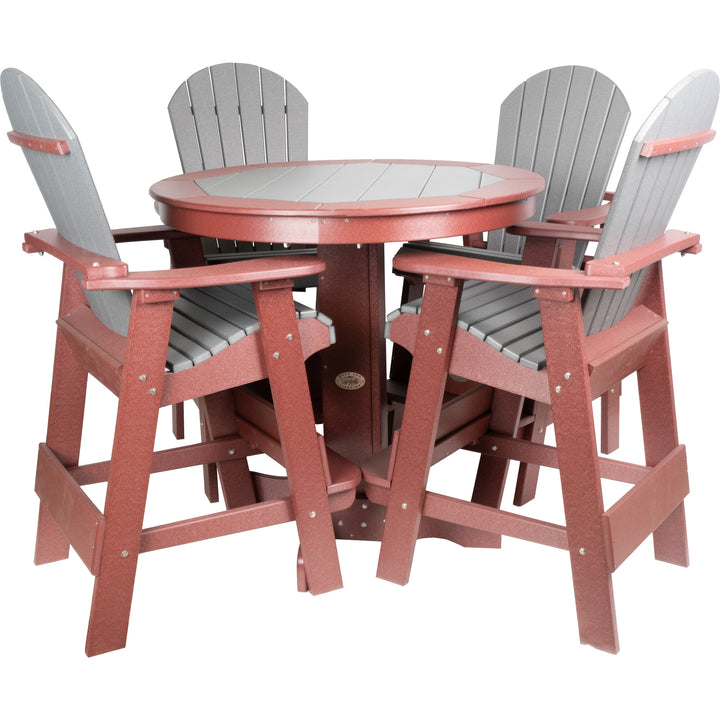 Buck Stove 42" Round Inlay Pub Table with 4 Fan Back Pub Chairs