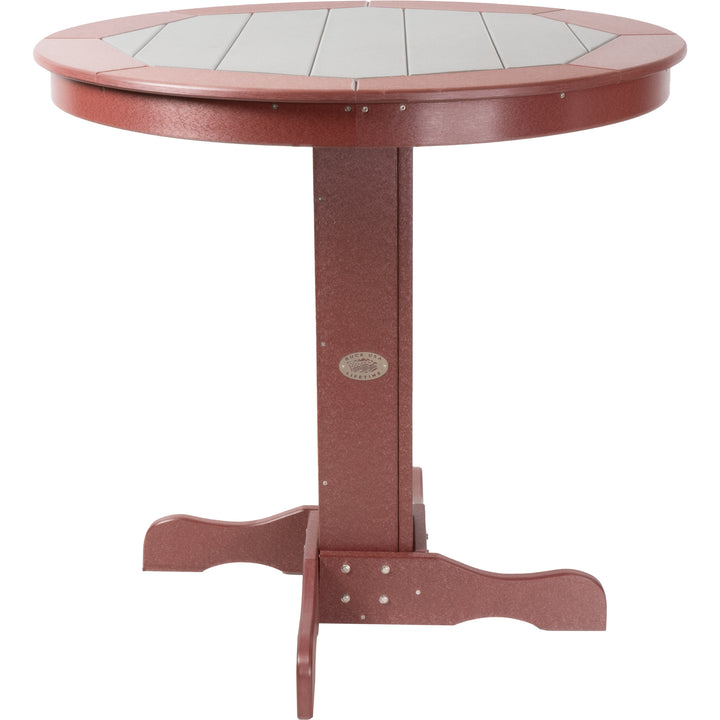 Buck Stove 42" Round Inlay Pub Table with 4 Fan Back Pub Chairs