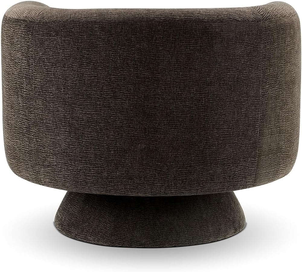360 Degree Swivel Chair Espresso Velvet Upholstery