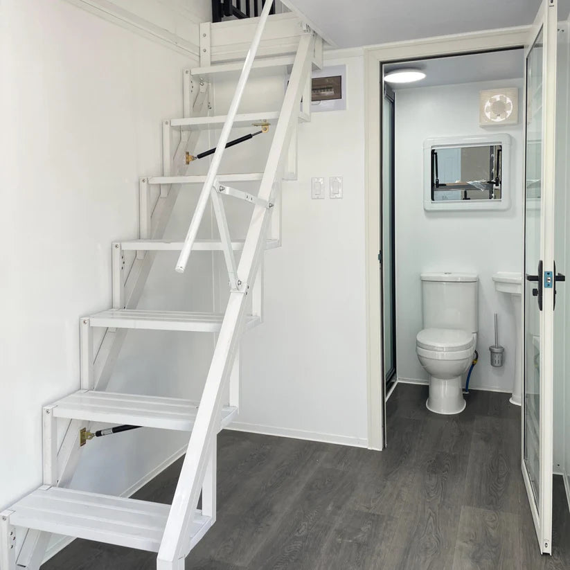 17x7 ft Tiny House with Lift Loft – Portable Prefabricated Home with Galley Kitchen & Bathroom