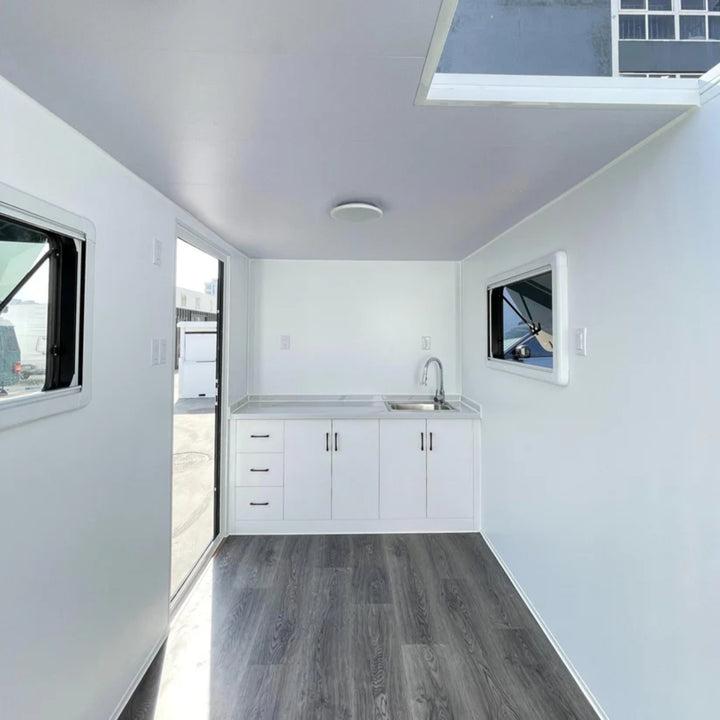 17x7 ft Tiny House with Lift Loft – Portable Prefabricated Home with Galley Kitchen & Bathroom