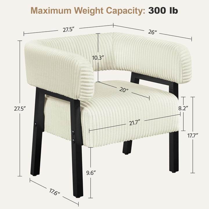 Beige Corduroy Barrel Chair With Pocket Coil Support