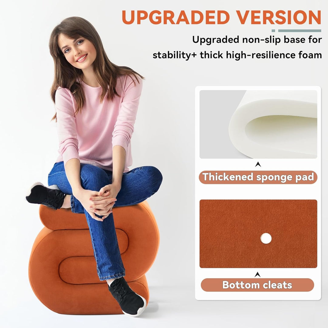 Orange Contemporary Premium S Shape Ottoman Footstool