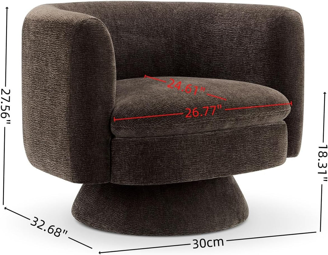 360 Degree Swivel Chair Espresso Velvet Upholstery