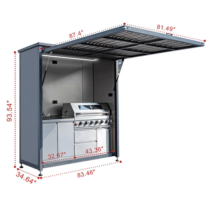 3x7 Outdoor Kitchen Grill Island with Sink & Rotisserie