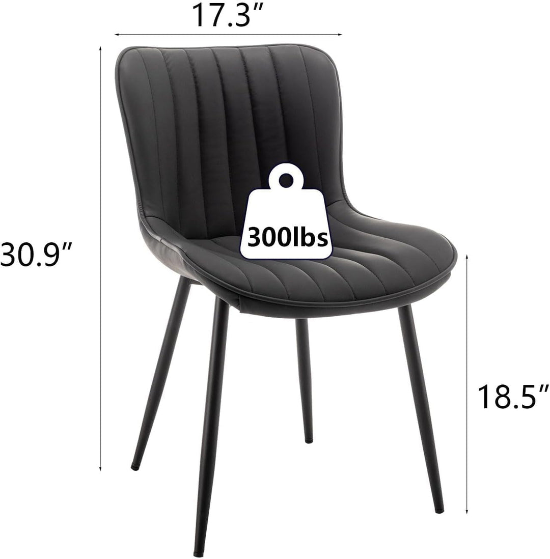 Black Leather Upholstered Dining Chairs Metal Legs