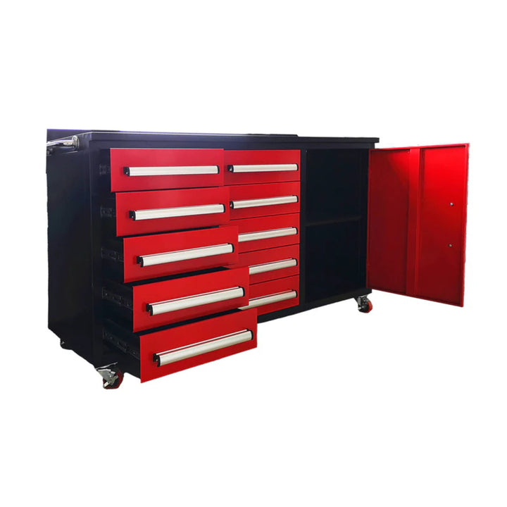 5.5ft Heavy Duty Mobile Workbench with 10 Drawers & 1 Cabinet