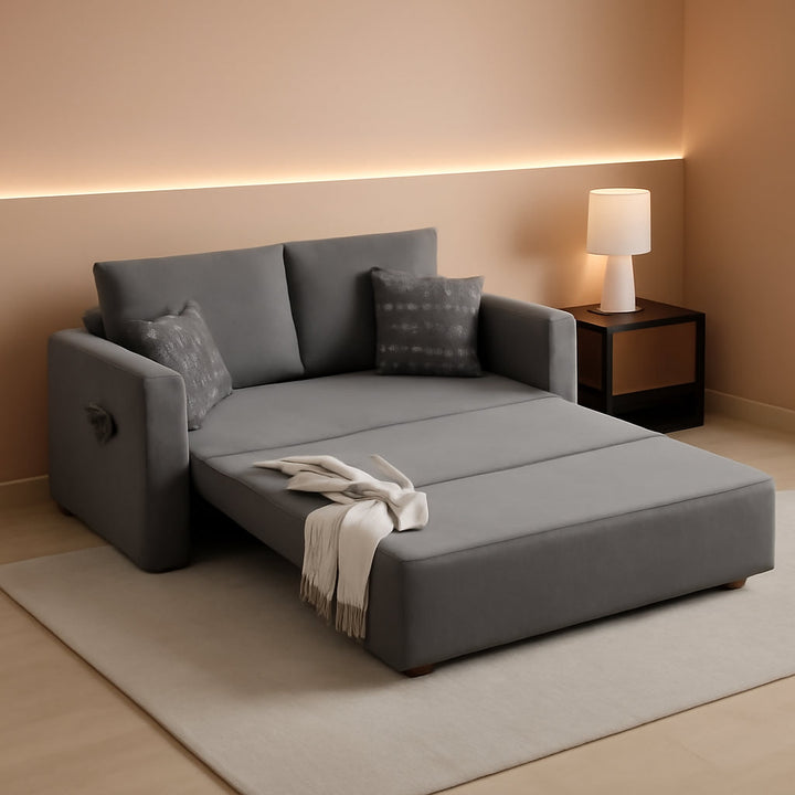 Light Grey Eighty Seven Inch Convertible Sleeper Sofa