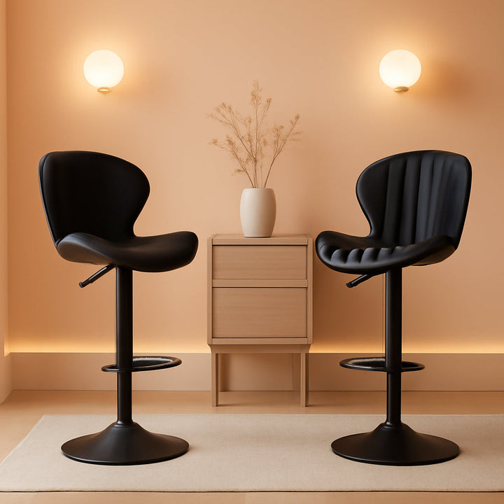 Swivel Counter Height Bar Stools Set of 3 – Black Finish