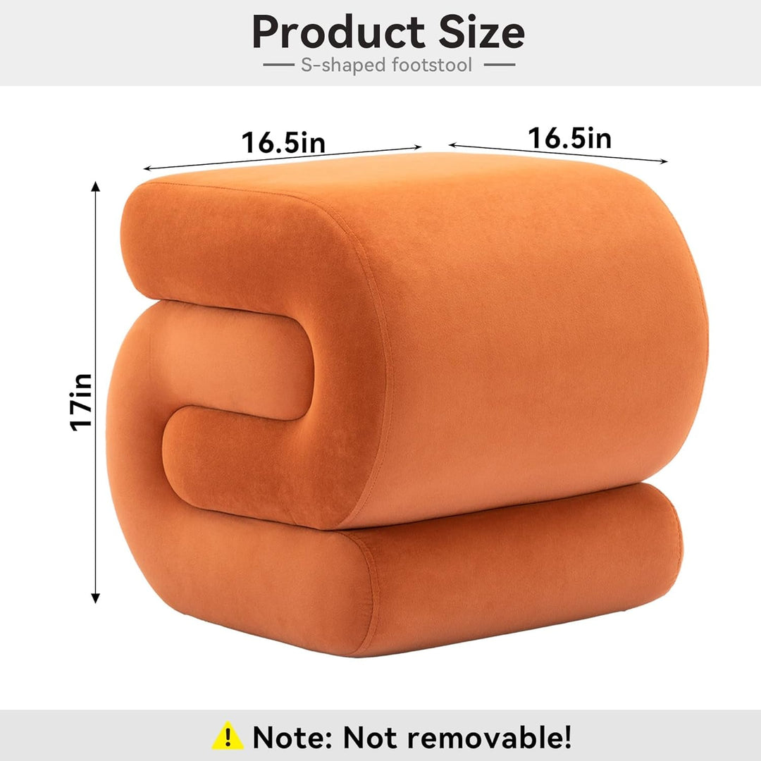 Orange Contemporary Premium S Shape Ottoman Footstool
