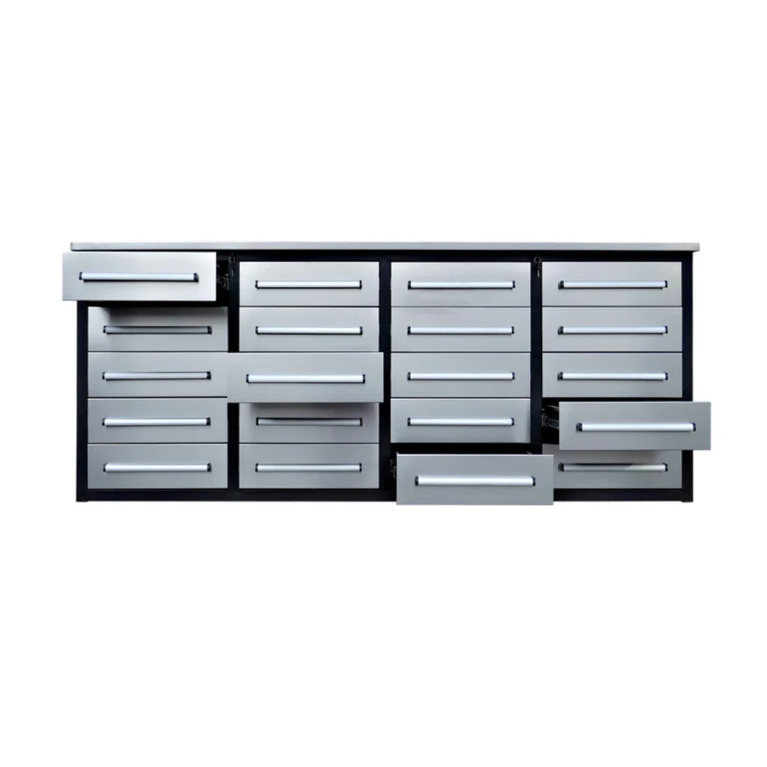 7ft Heavy Duty Garage Workbench Cabinet (20 Drawers)