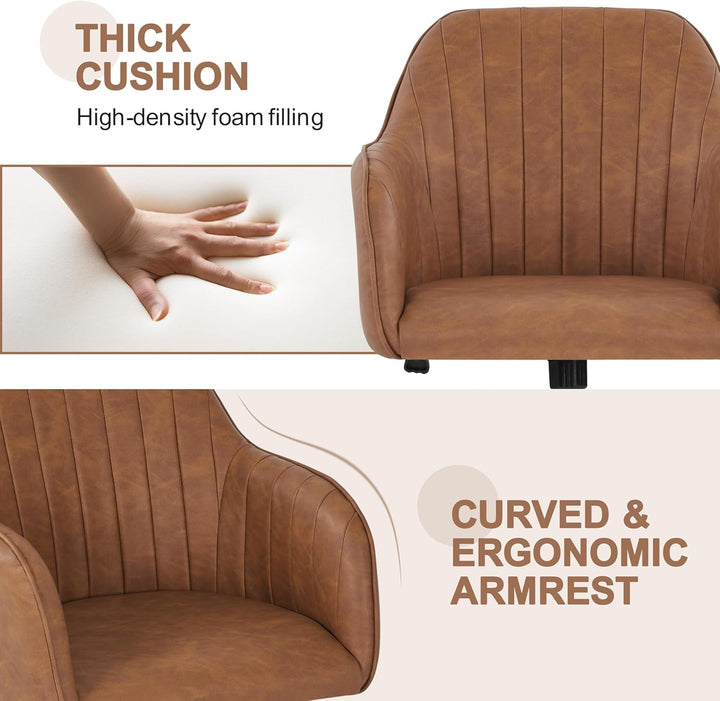 Height Adjustable Brown Ergonomic Office Desk Chair