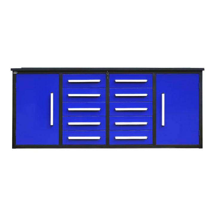 7ft Heavy Duty Workbench with 10 Drawers & 2 Cabinets