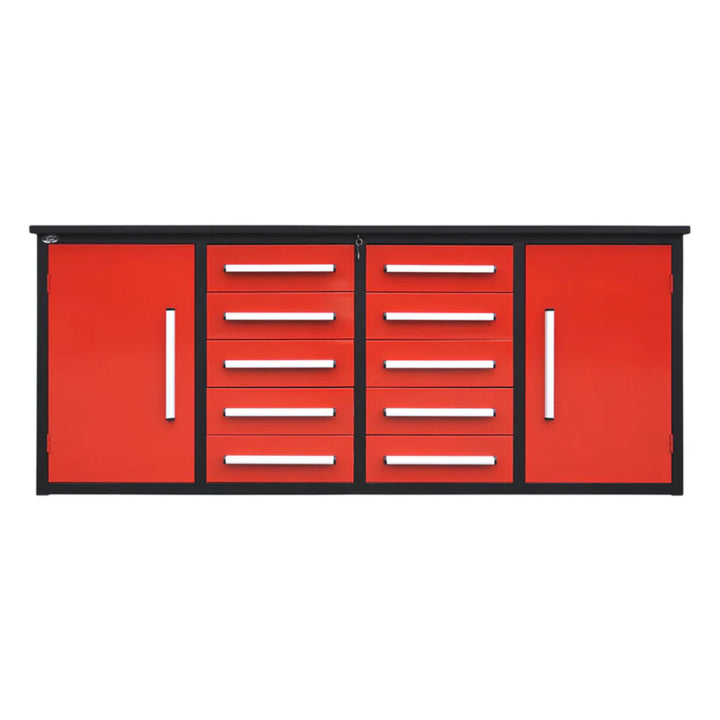 7ft Heavy Duty Workbench with 10 Drawers & 2 Cabinets