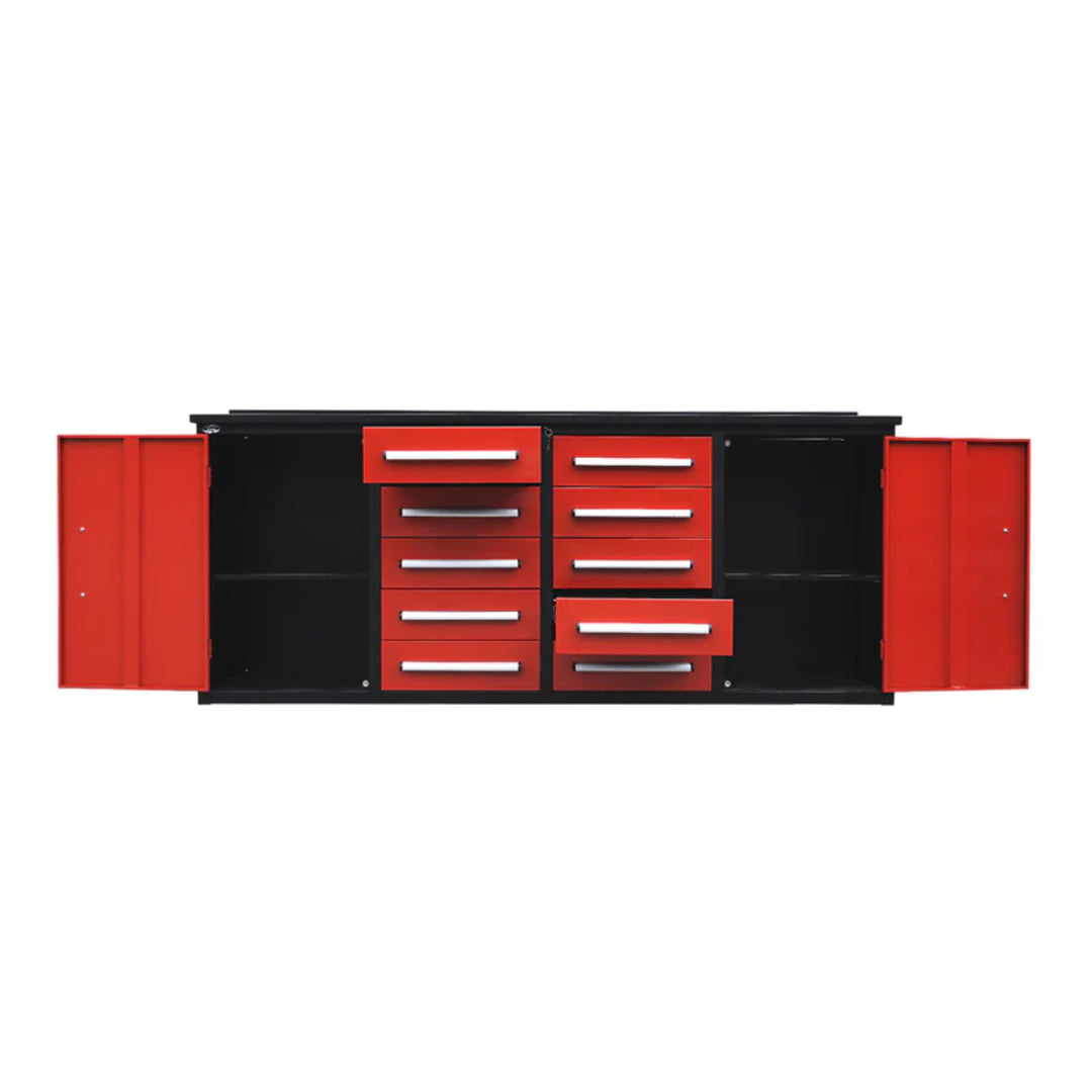 7ft Heavy Duty Workbench with 10 Drawers & 2 Cabinets