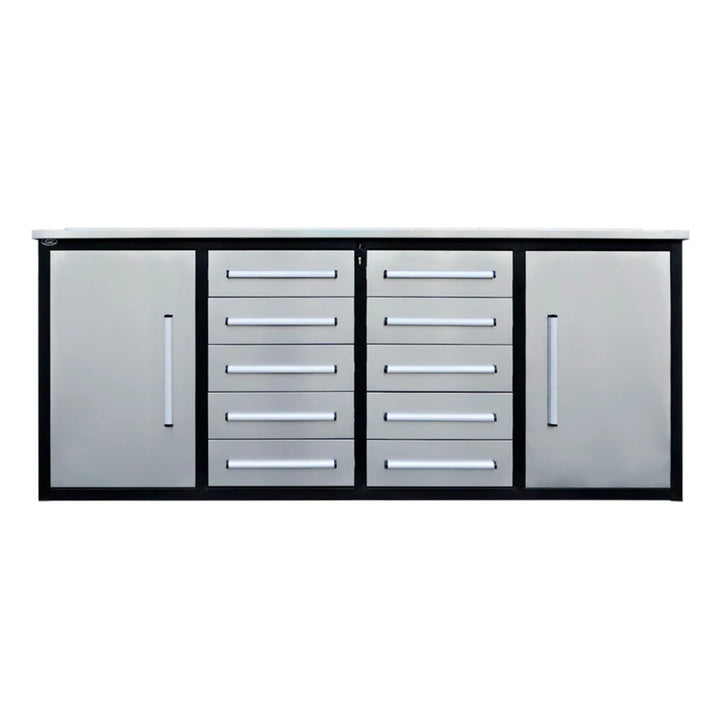 7ft Heavy Duty Workbench with 10 Drawers & 2 Cabinets