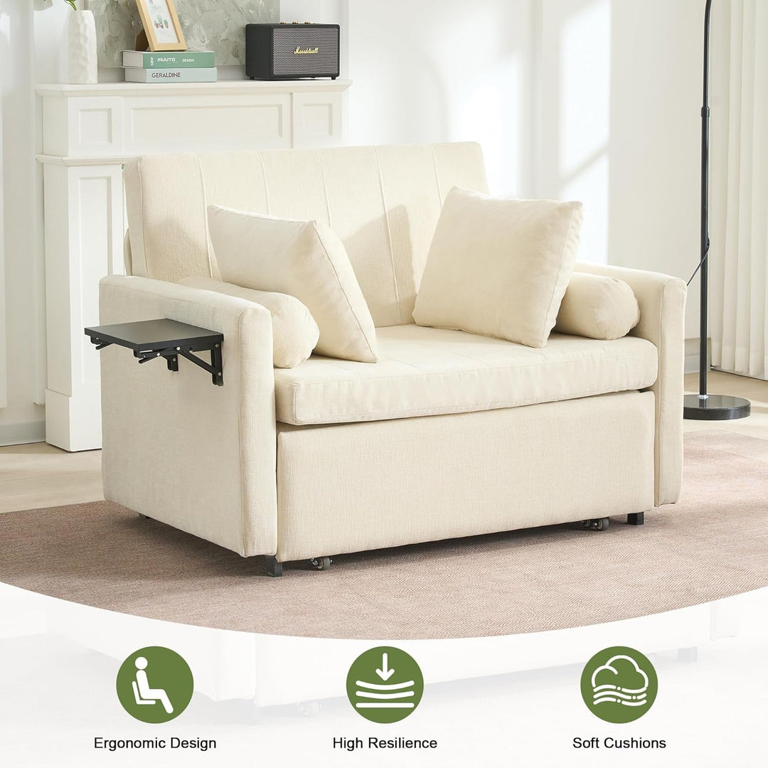 Oversize 45 Inch Sleeper Chair Bed With Wing Table Beige