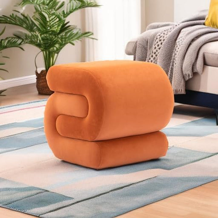 Orange Contemporary Premium S Shape Ottoman Footstool