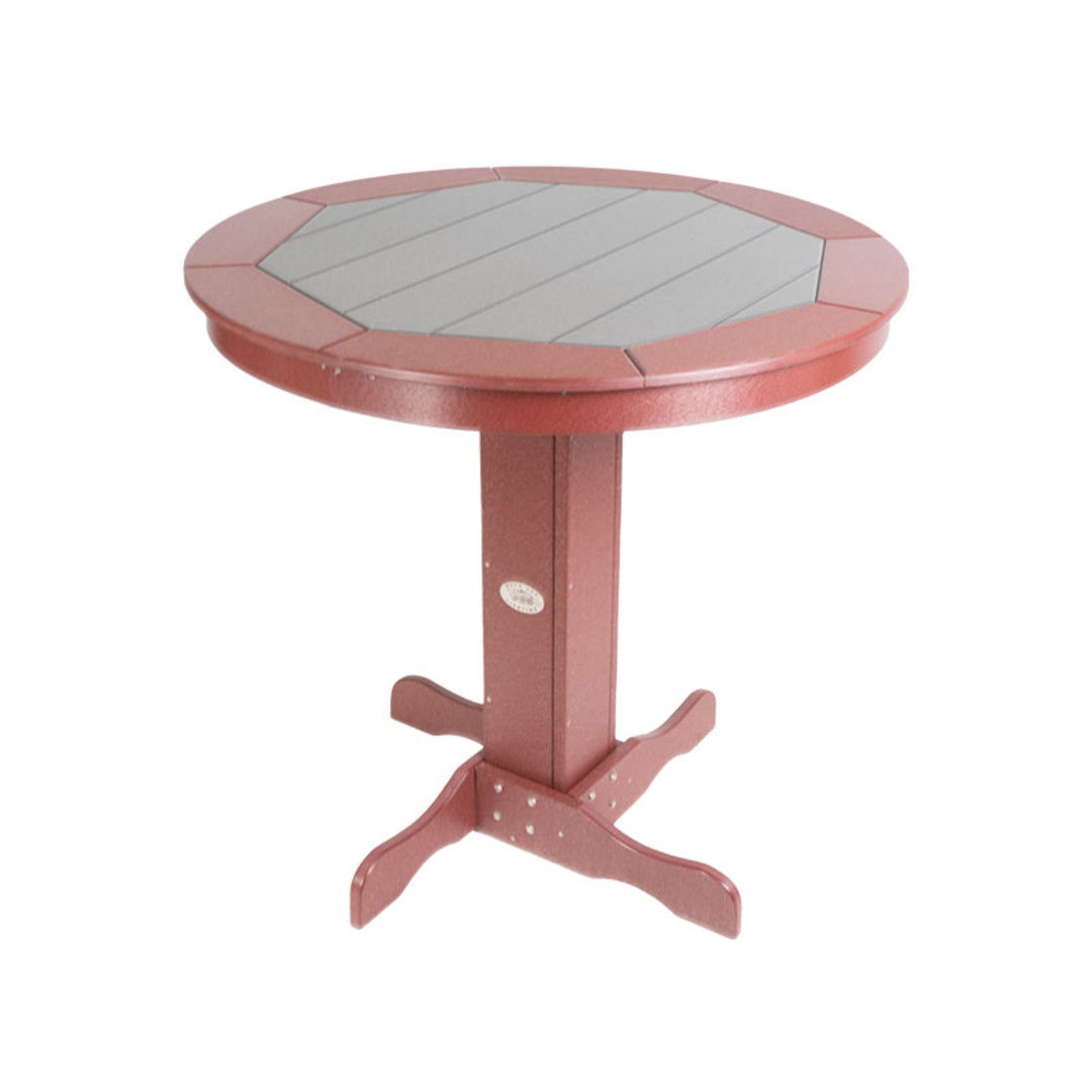 Buck Stove 42" Round Inlay Pub Table with 4 Fan Back Pub Chairs