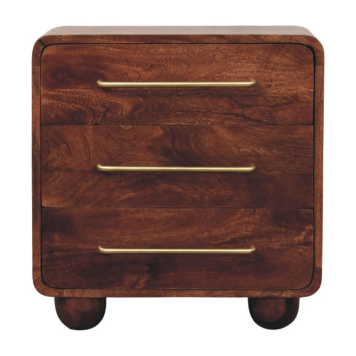 3-Drawer Rounded Mango Wood Chest