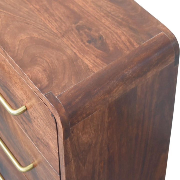 3-Drawer Rounded Mango Wood Chest