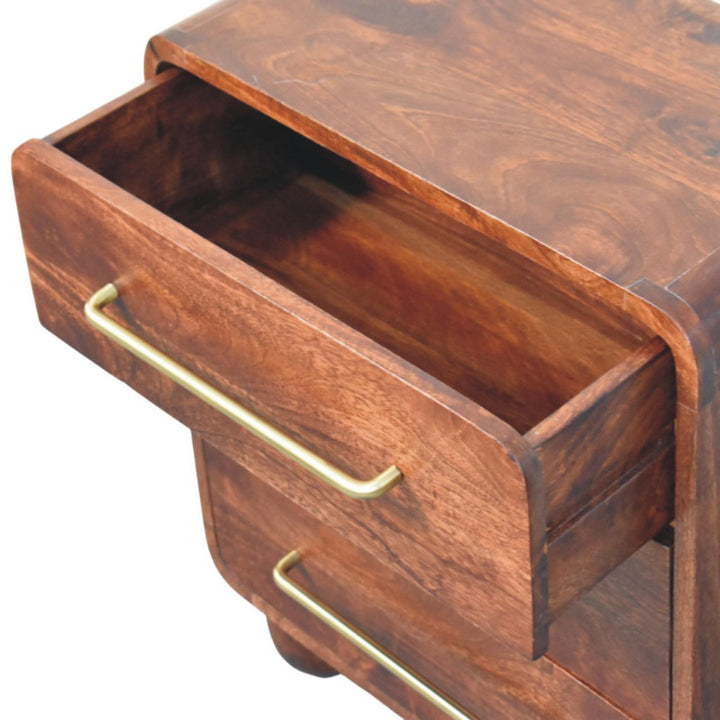 3-Drawer Rounded Mango Wood Chest