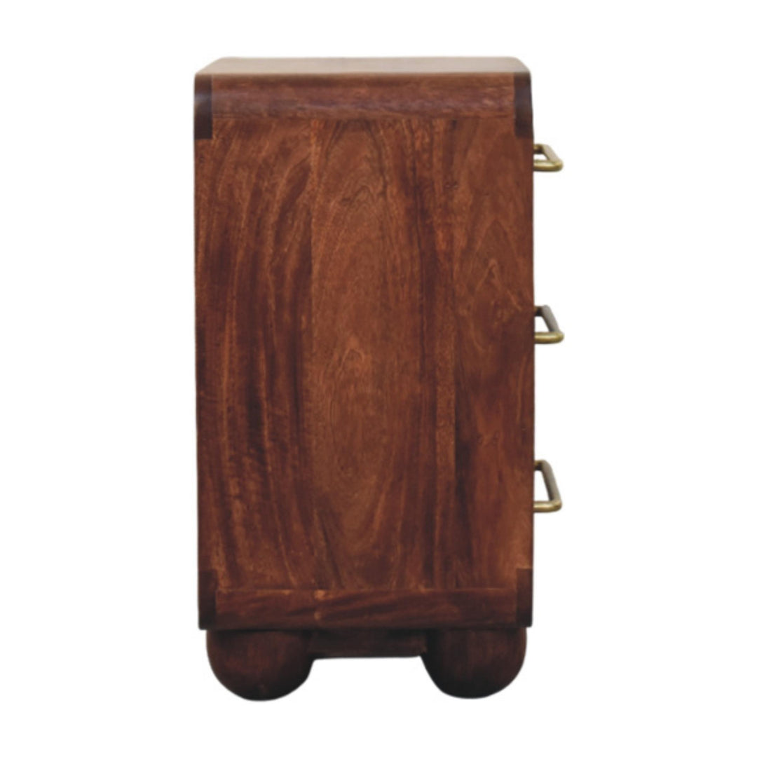 3-Drawer Rounded Mango Wood Chest