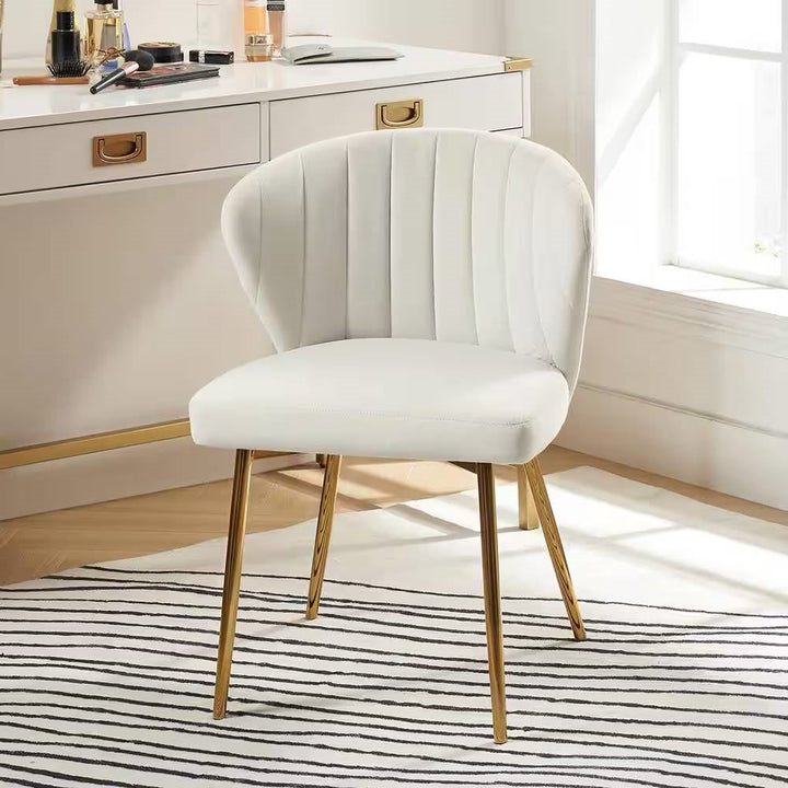 Ivory Velvet Wingback Accent Chair with Gold Legs