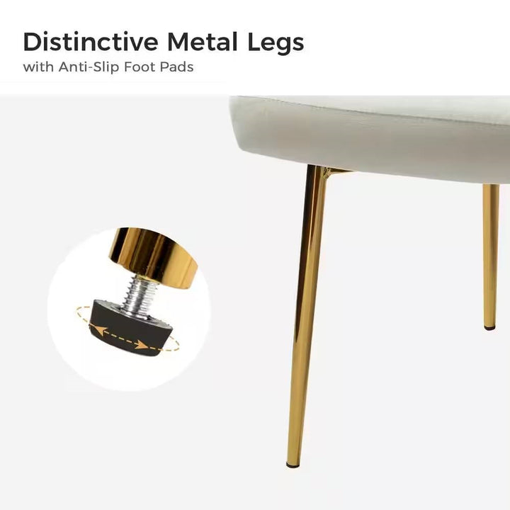 Ivory Velvet Wingback Accent Chair with Gold Legs