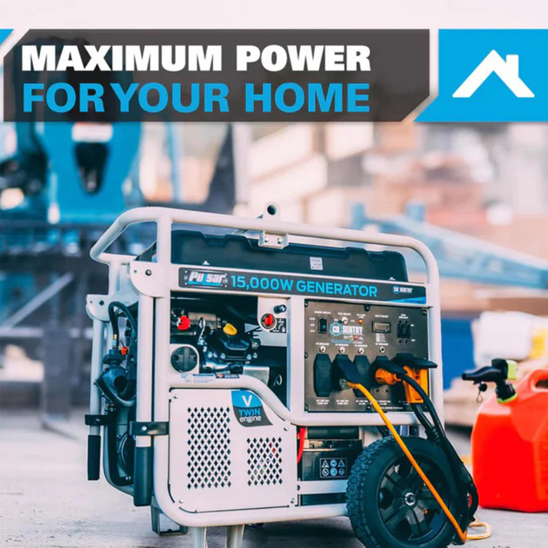 15,000W Dual Fuel Portable Generator with Electric Start & 713cc V-Twin Engine