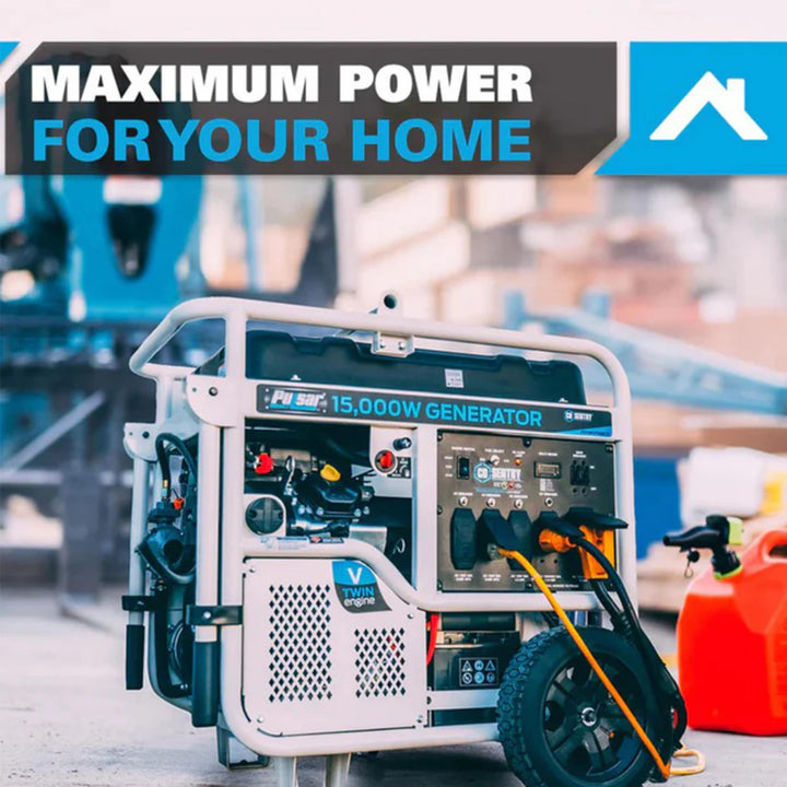 15,000W Dual Fuel Portable Generator with Electric Start & 713cc V-Twin Engine