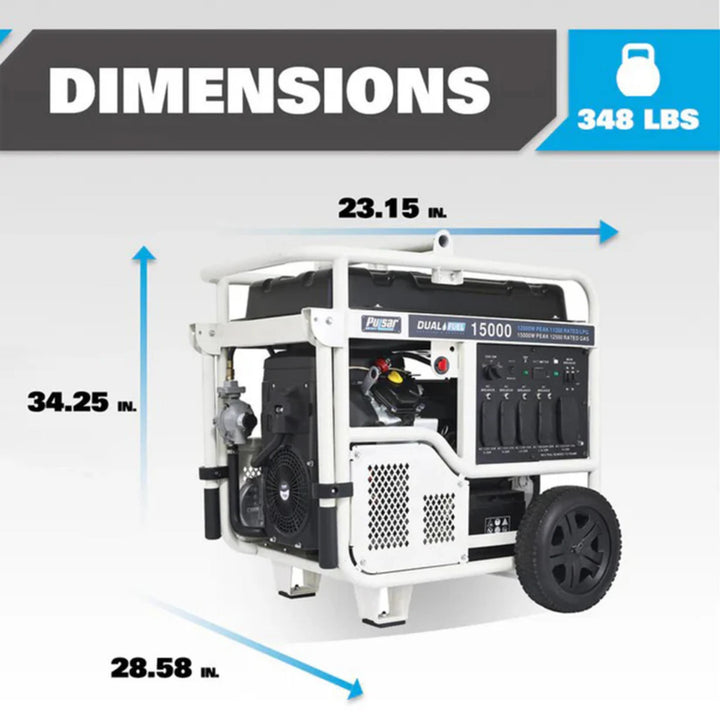 15,000W Dual Fuel Portable Generator with Electric Start & 713cc V-Twin Engine