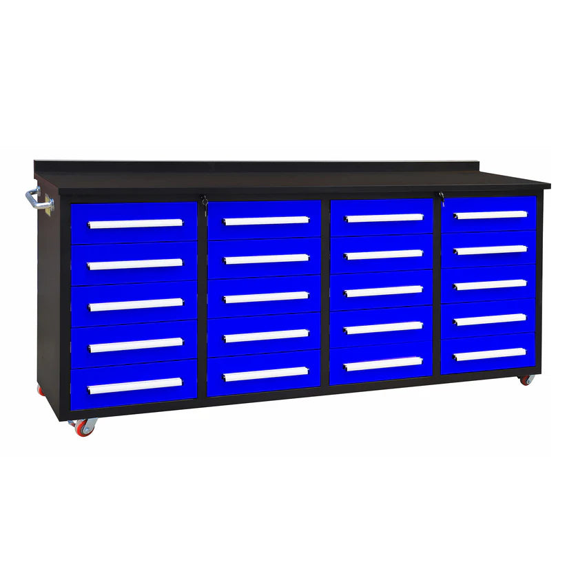 7ft Heavy Duty Garage Workbench Cabinet (20 Drawers)