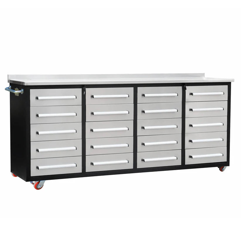 7ft Heavy Duty Garage Workbench Cabinet (20 Drawers)