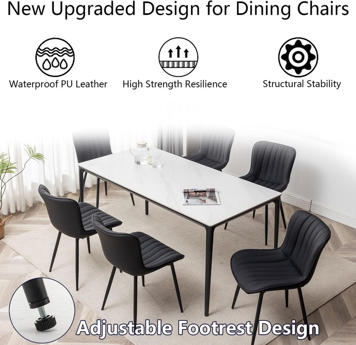 Black Leather Upholstered Dining Chairs Metal Legs