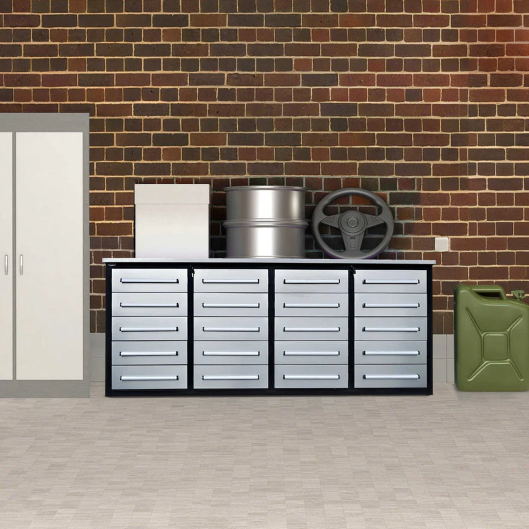 7ft Heavy Duty Garage Workbench Cabinet (20 Drawers)