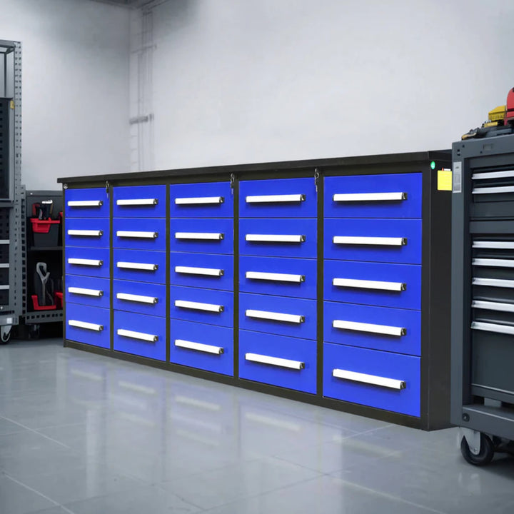 7ft Heavy Duty Garage Workbench Cabinet (20 Drawers)
