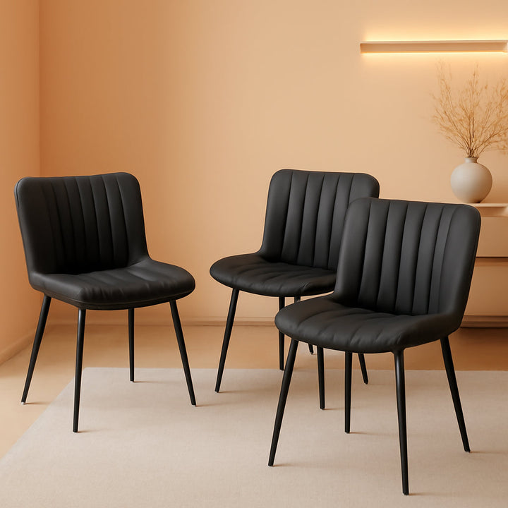 Black Leather Upholstered Dining Chairs Metal Legs