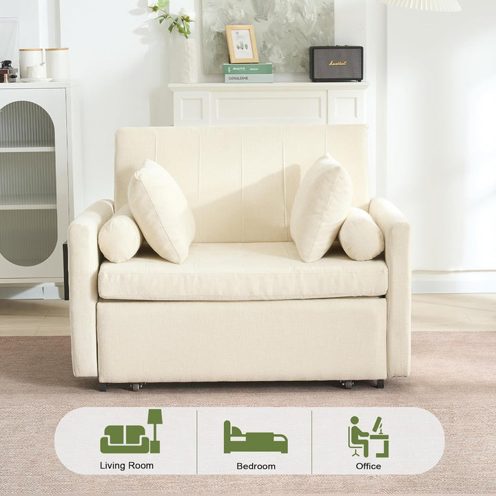 Oversize 45 Inch Sleeper Chair Bed With Wing Table Beige