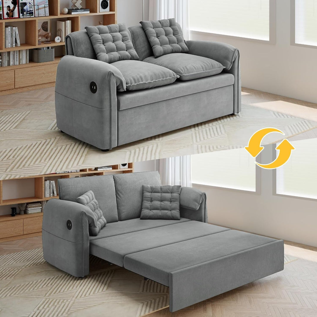 Light Grey Eighty Seven Inch Convertible Sleeper Sofa