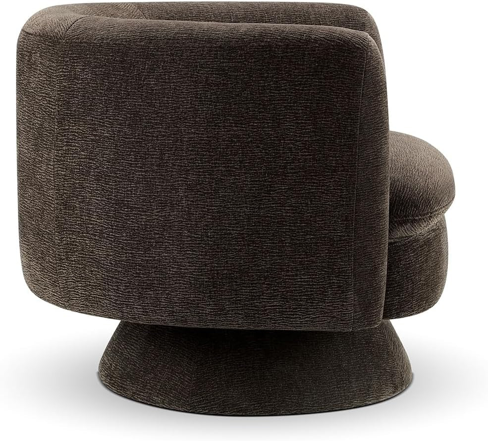 360 Degree Swivel Chair Espresso Velvet Upholstery