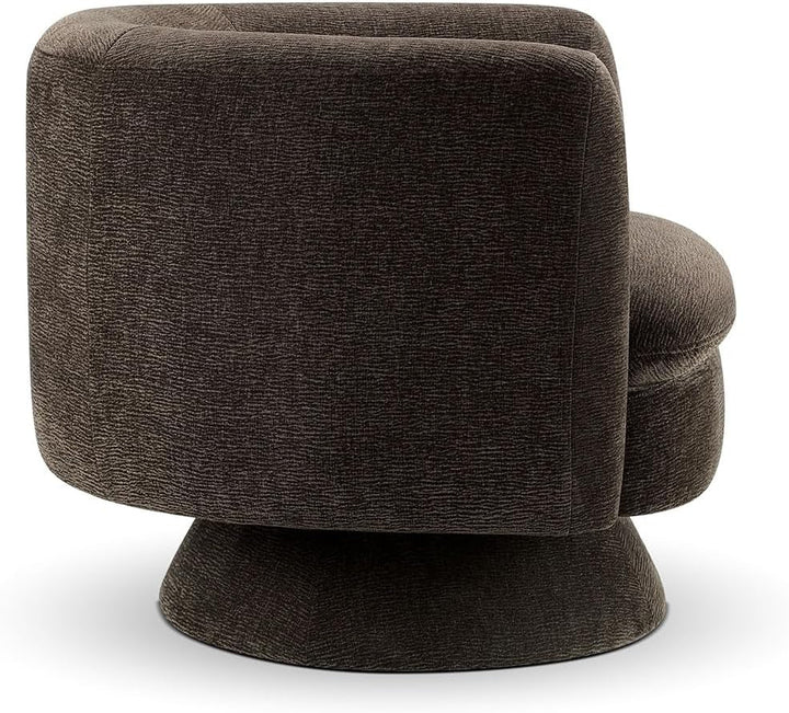 360 Degree Swivel Chair Espresso Velvet Upholstery
