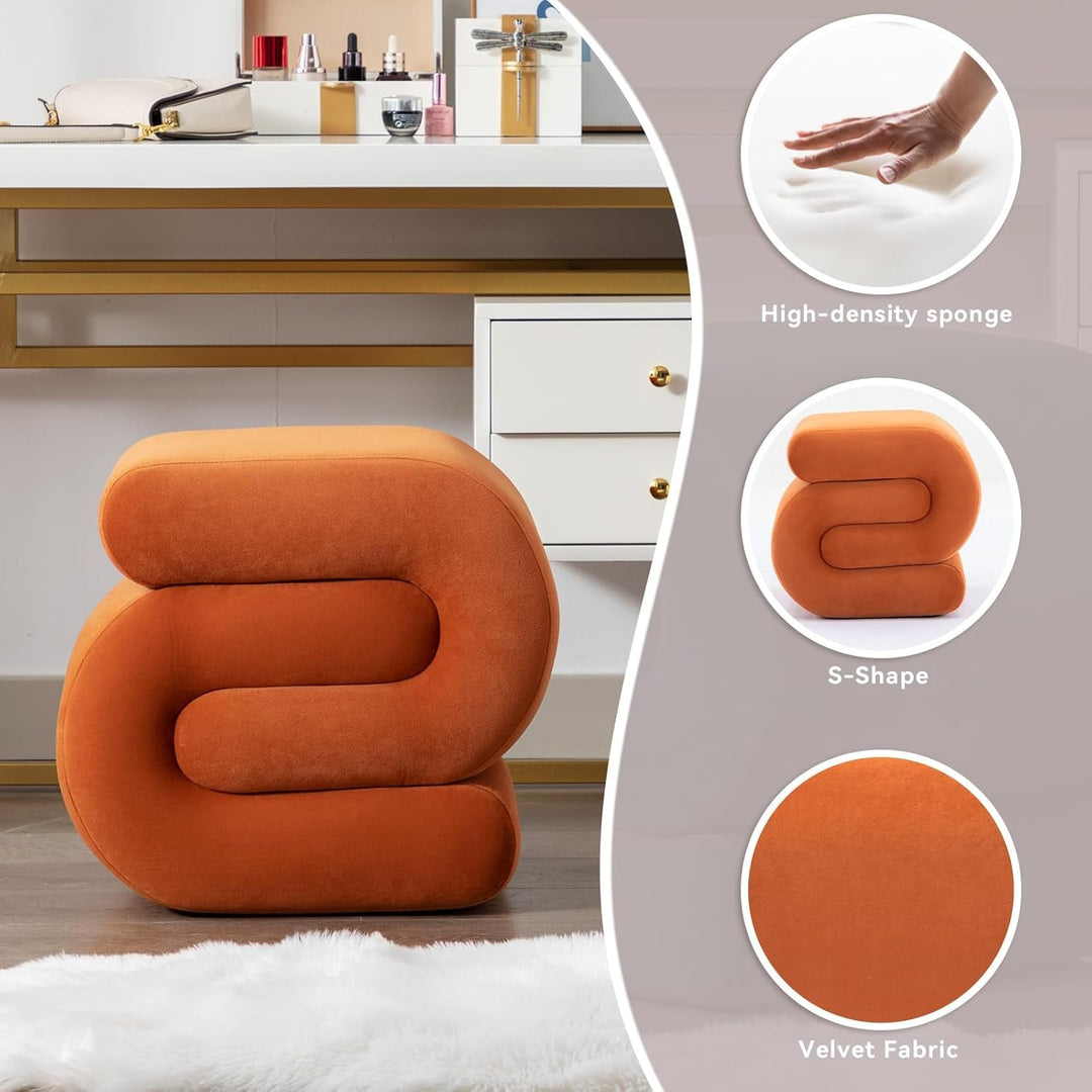 Orange Contemporary Premium S Shape Ottoman Footstool