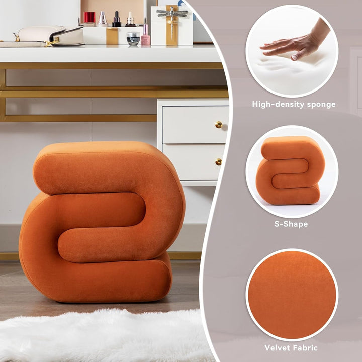 Orange Contemporary Premium S Shape Ottoman Footstool