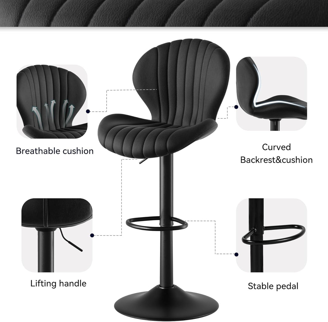 Swivel Counter Height Bar Stools Set of 3 – Black Finish