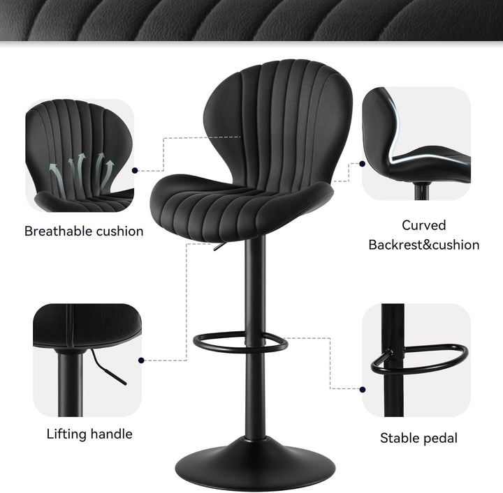 Swivel Counter Height Bar Stools Set of 3 – Black Finish