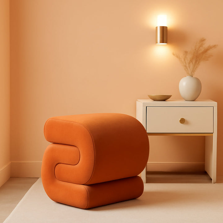 Orange Contemporary Premium S Shape Ottoman Footstool