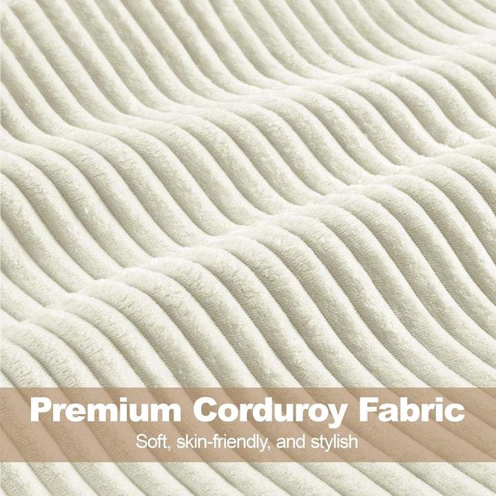 Beige Corduroy Barrel Chair With Pocket Coil Support